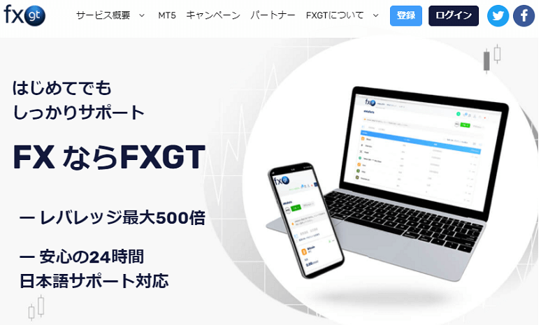 FXGT公式サイトトップページ画像